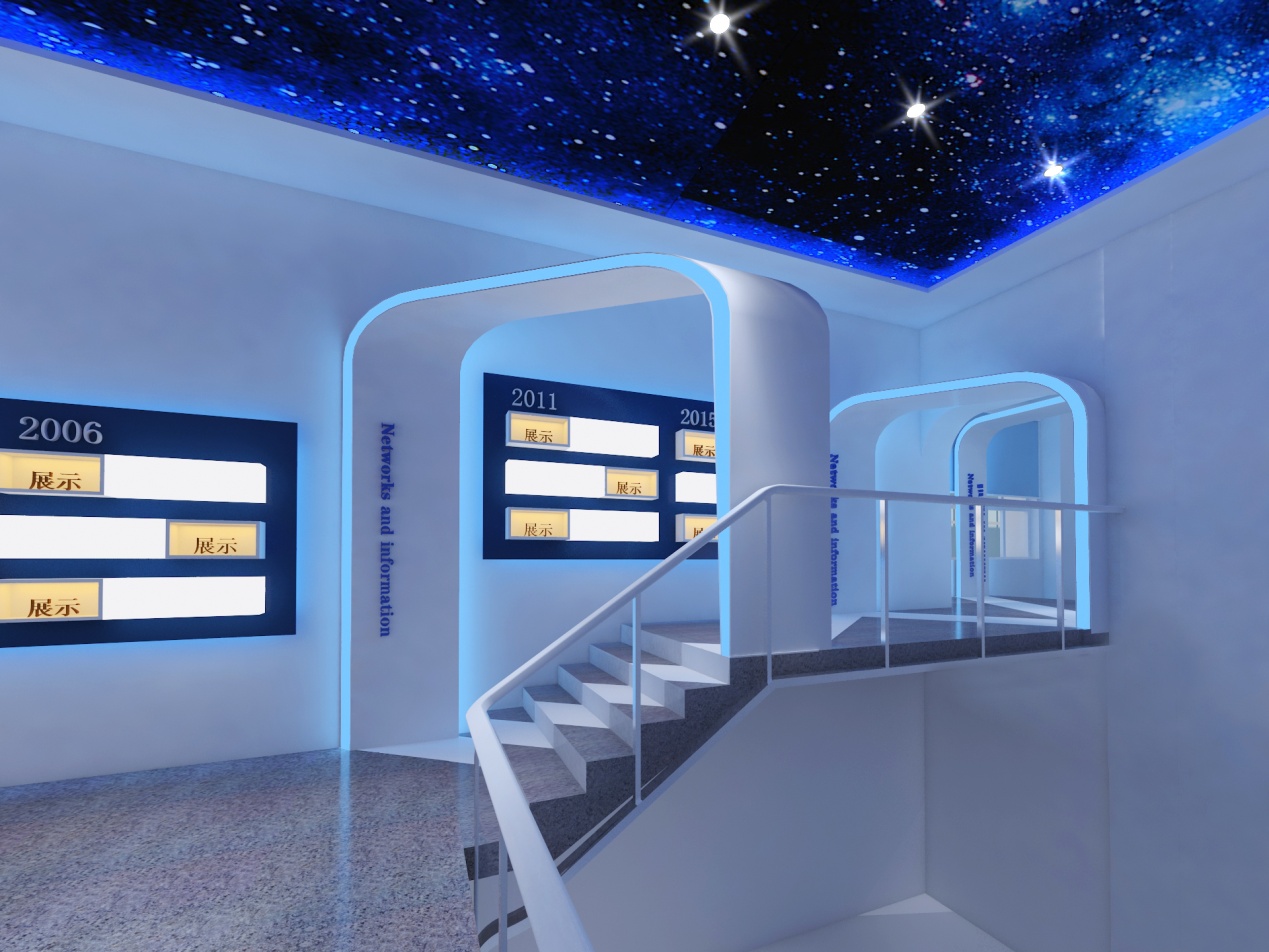 独具特色魅力的展台进行空间，吸引学生人流的布局与设计